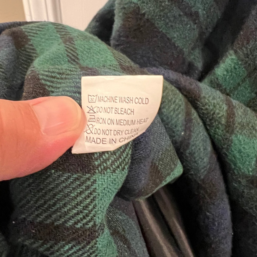Green Navy Plaid Black Watch Midi Skirt XL Pockets Elastic Waist A-Line Fleece - Picture 9 of 12